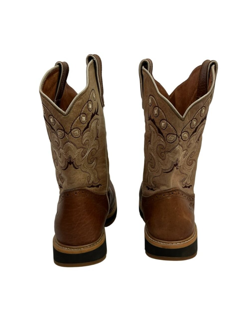 Soto Boots Western Broad Square Toe Embroidered Leather Cowboy Work Boots Mens B - Picture 6 of 13
